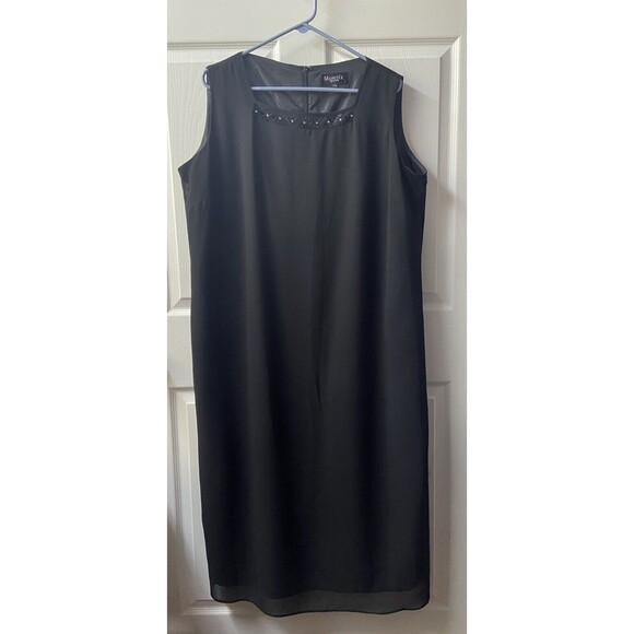 Montree Collection Dress Womens Plus Size 22W Black Lined Midi Tank Jeweled Dres - Picture 2 of 9